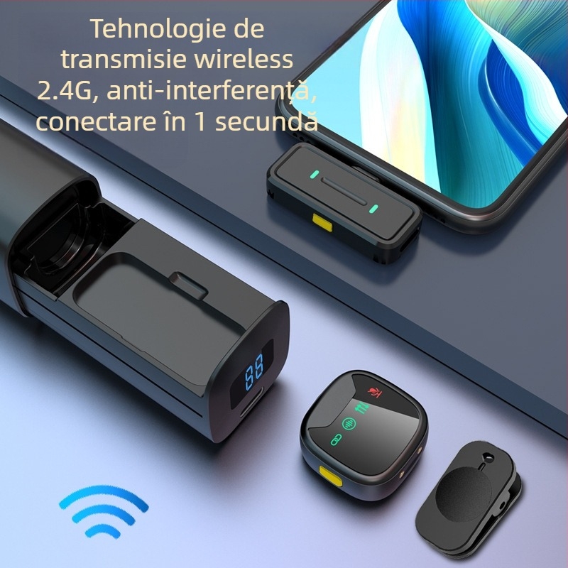 H26 Microfon lavalier pentru live streaming, Omnidirecțional, 20Hz-20kHz, SNR ≥60dB, baterie încorporată, Bluetooth 5.3, autonomie 3–6 ore