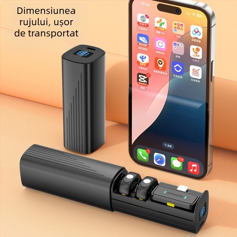 H26 Microfon lavalier pentru live streaming, Omnidirecțional, 20Hz-20kHz, SNR ≥60dB, baterie încorporată, Bluetooth 5.3, autonomie 3–6 ore