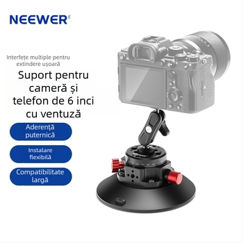 Neewer Cap de Gimbal cu Ventuză din Aluminiu pentru Cameră/Telefon/GoPro — Aspirație Puternică, Montură Auto Stabilă