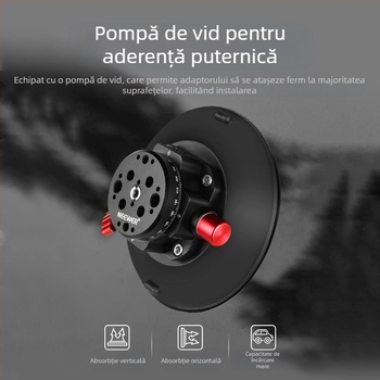 Neewer Cap de Gimbal cu Ventuză din Aluminiu pentru Cameră/Telefon/GoPro — Aspirație Puternică, Montură Auto Stabilă