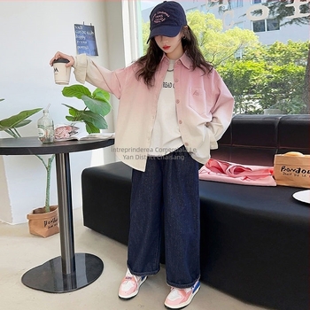 Cămașă pentru fete - guler dublu, mâneci lungi, model cu litere, material principal: păr de iepure (91–95%)