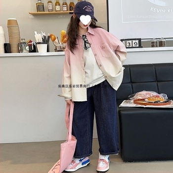 Cămașă pentru fete - guler dublu, mâneci lungi, model cu litere, material principal: păr de iepure (91–95%)