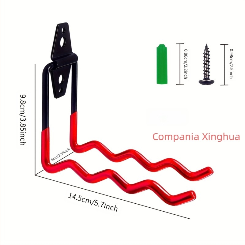 Cuier metalic de perete pentru depozitare țevi de apă și unelte, cârlig dublu, stil minimalist modern, capacitate peste 30 kg