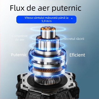 Ventilator portabil pentru gât, pliabil, USB reîncărcabil, baterie detașabilă 300–500 mAh, 3 trepte de viteză, încărcare wireless