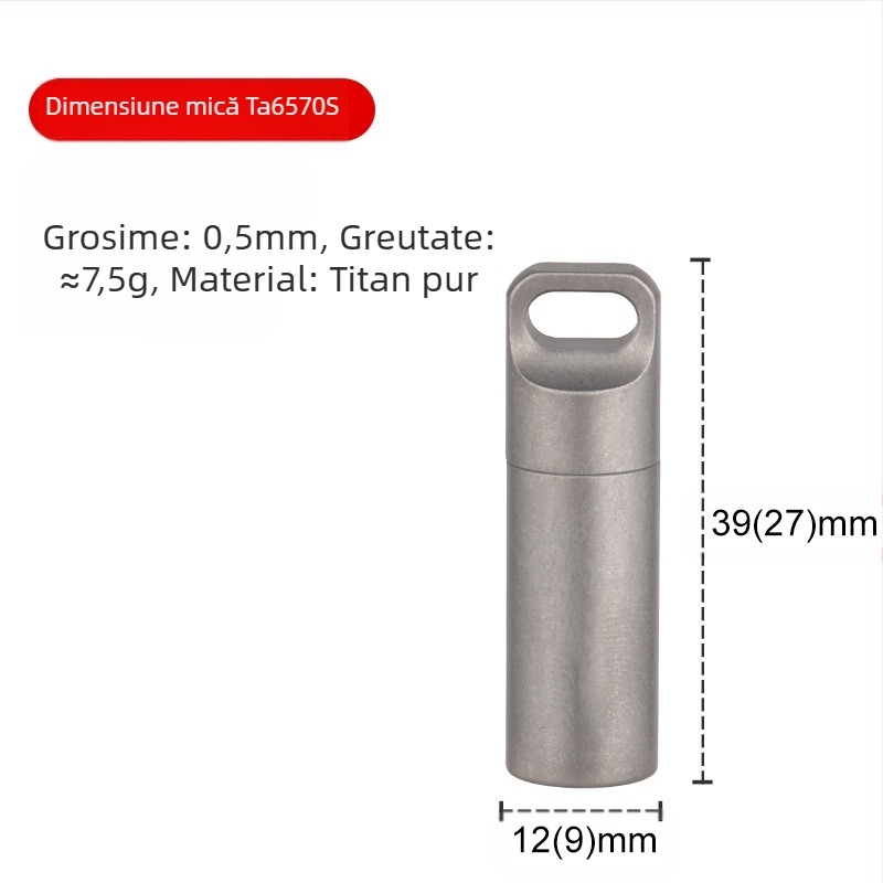 Tiartisan container medical din titan pur, sigilat, pentru camping și EDC