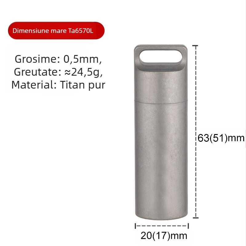 Tiartisan container medical din titan pur, sigilat, pentru camping și EDC