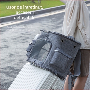 Rucsac pentru animale de companie în stil capsulă spațială, material Oxford, capacitate până la 10 kg, carrier portabil pentru pisici și câini