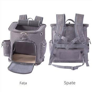 Rucsac pentru animale de companie în stil capsulă spațială, material Oxford, capacitate până la 10 kg, carrier portabil pentru pisici și câini