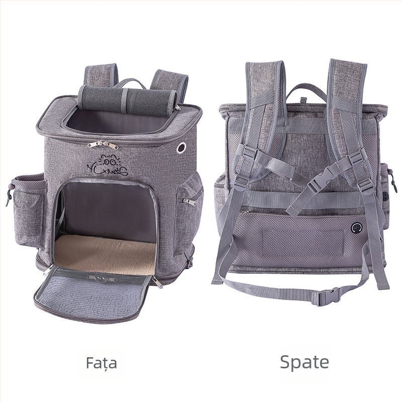 Rucsac pentru animale de companie în stil capsulă spațială, material Oxford, capacitate până la 10 kg, carrier portabil pentru pisici și câini