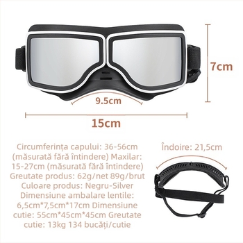 Ochelari pentru câini NAMSAN, PC+TPU, stil British, rezistenți la vânt și protecție UV