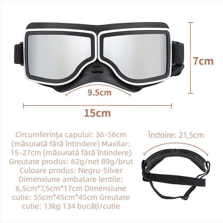 Ochelari pentru câini NAMSAN, PC+TPU, stil British, rezistenți la vânt și protecție UV