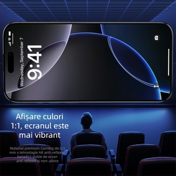 Protecție ecran din sticlă temperată pentru iPhone 14 Pro Max – acoperire completă, rezistentă la praf, protecție a intimității