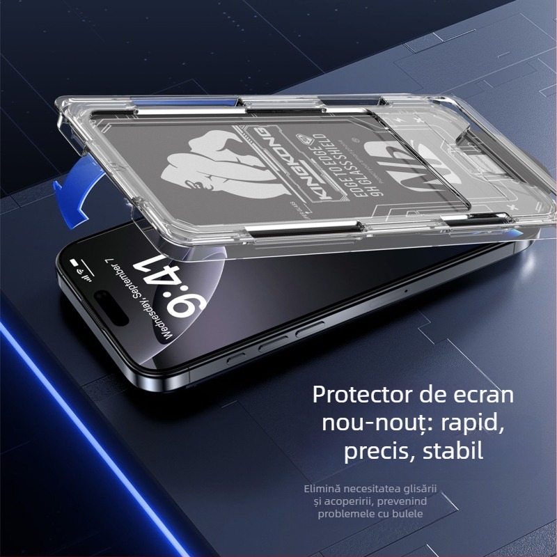 Protecție ecran din sticlă temperată pentru iPhone 14 Pro Max – acoperire completă, rezistentă la praf, protecție a intimității