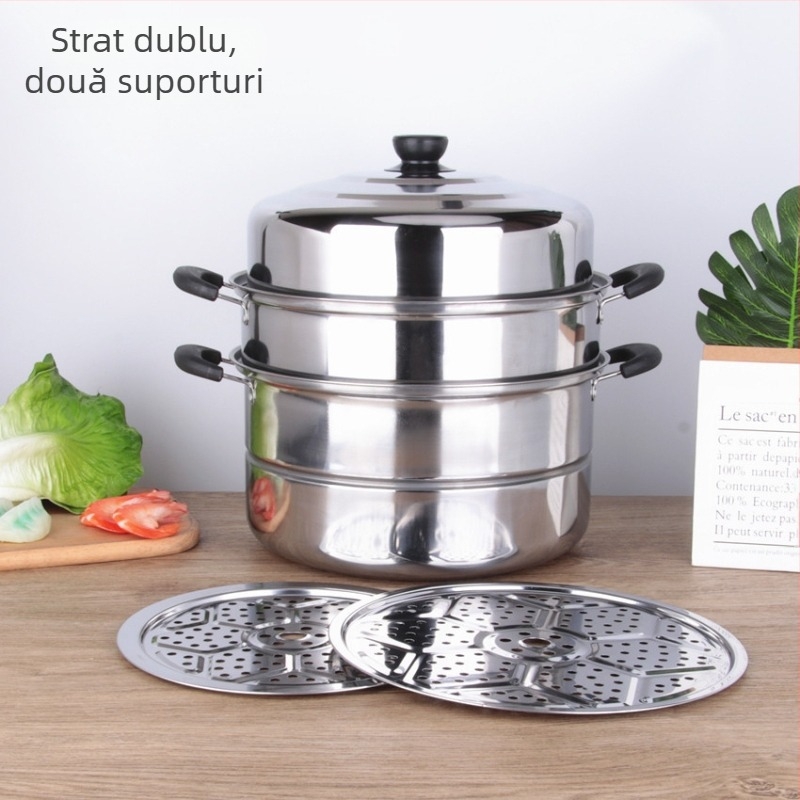 Aburitor din oțel inoxidabil cu patru straturi, bază unică și capac din oțel inoxidabil