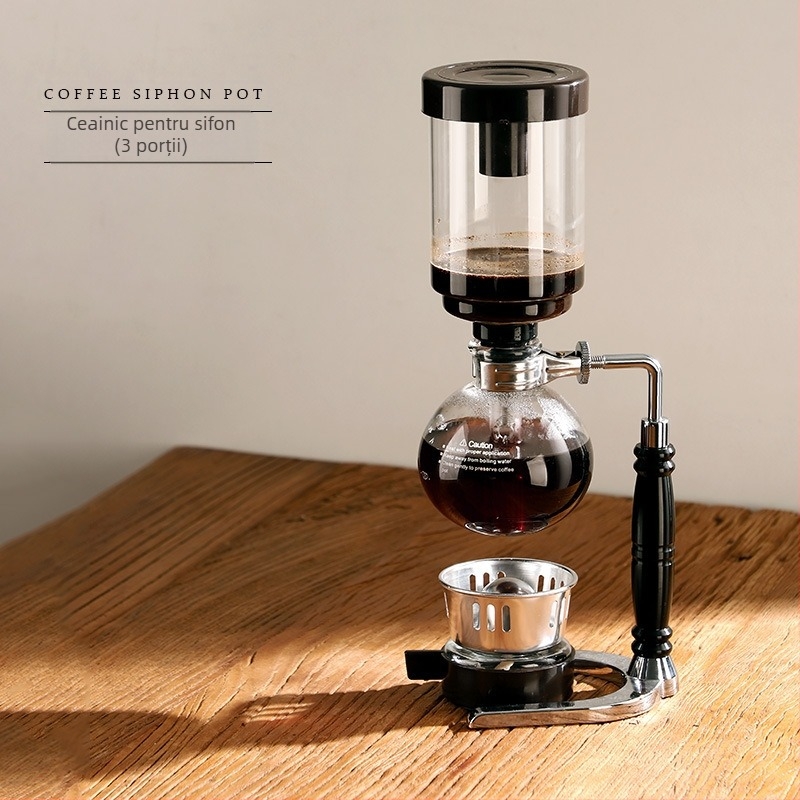 Bincoo Set sifon cafea, Stil minimalist modern, Geam rezistent la temperatură, Materiale: sticlă borosilicată înaltă + ABS + Fier