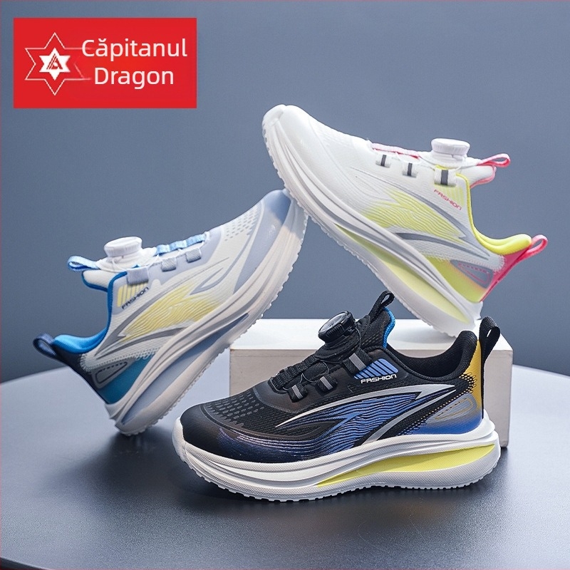 Pantofi sport pentru băieți cu cataramă rotativă, din piele artificială, antiderapant și rezistenți la uzură, talpă MD