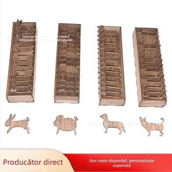 Set de bobine din lemn cu animale - Basswood, SZ000452, Yizidao, ornament în stil american