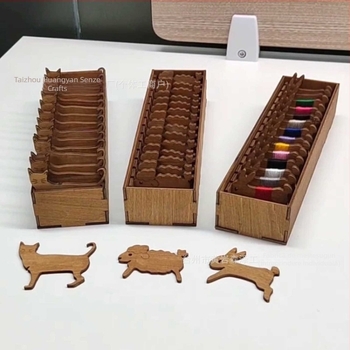 Set de bobine din lemn cu animale - Basswood, SZ000452, Yizidao, ornament în stil american