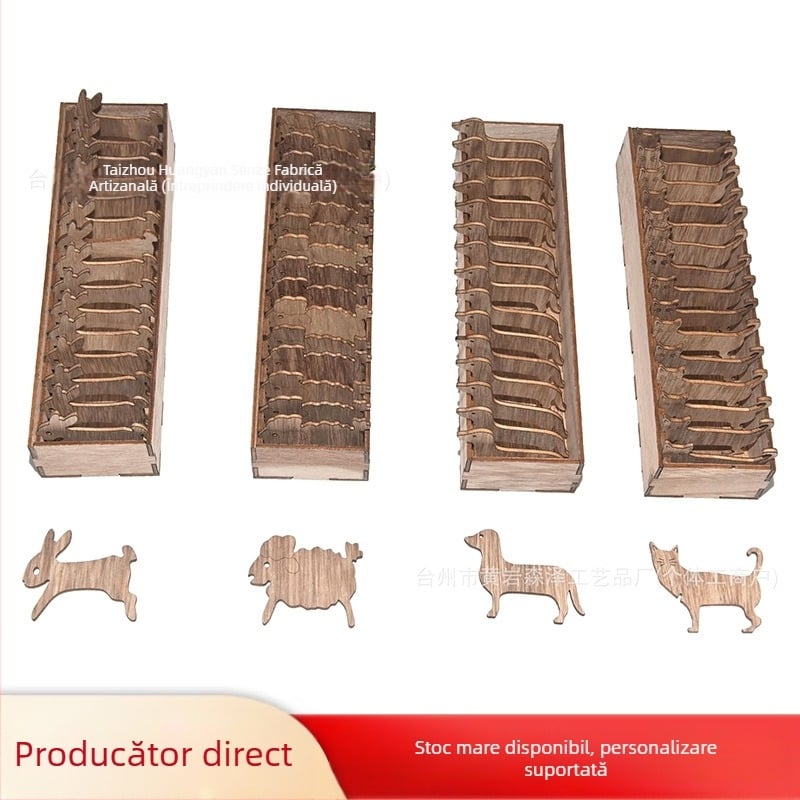 Set de bobine din lemn cu animale - Basswood, SZ000452, Yizidao, ornament în stil american
