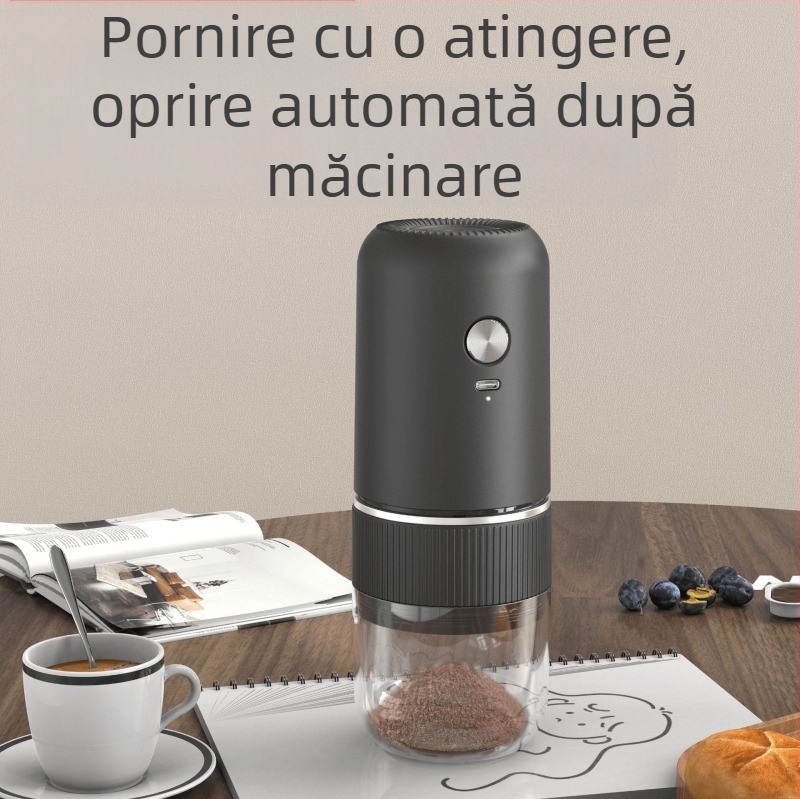 Măcinător electric de cafea pentru uz casnic, compact, reîncărcabil, corp din plastic, greutate 0,5 kg