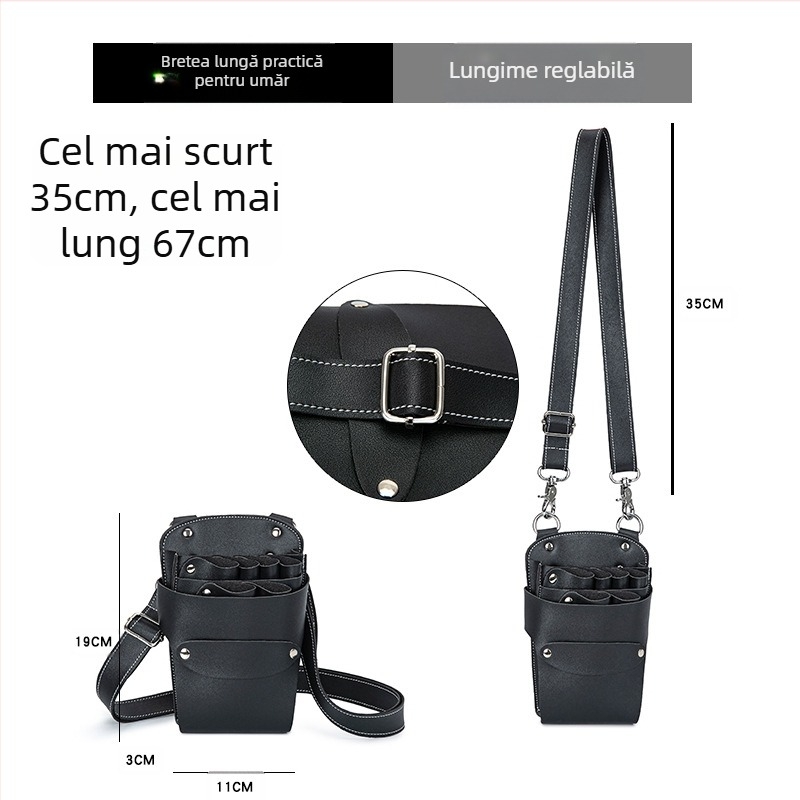 Geantă pentru foarfeci de coafură – curea crossbody, trusă de unelte de frizerie cu 7 compartimente pentru foarfeci