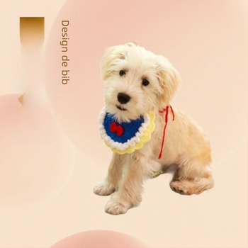 Colier-bib din lână tricotat pentru animale de companie, cu model cartoon, pentru pisici și câini mici, iarnă, stil prințesă