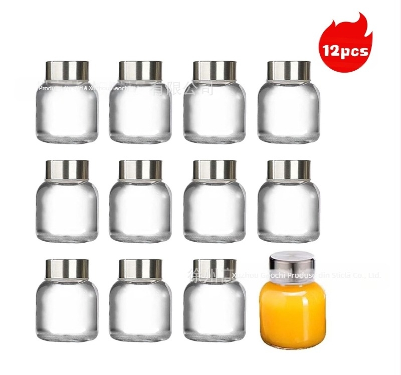 Sticle din sticlă sodalime pentru sucuri, sigilate, set de 6 sau 12 bucăți, capacități 90ml/150ml/280ml