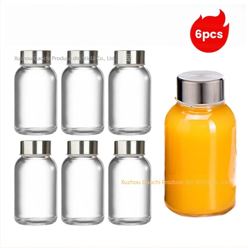 Sticle din sticlă sodalime pentru sucuri, sigilate, set de 6 sau 12 bucăți, capacități 90ml/150ml/280ml