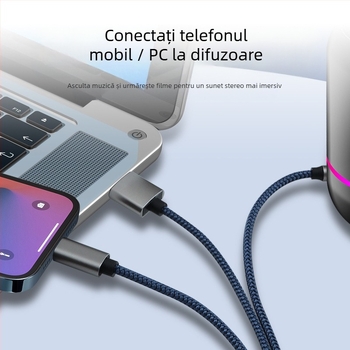 Neutral cablu audio AUX USB 2-în-1 împletit, Type-C la 3,5 mm, pentru muzică și apeluri
