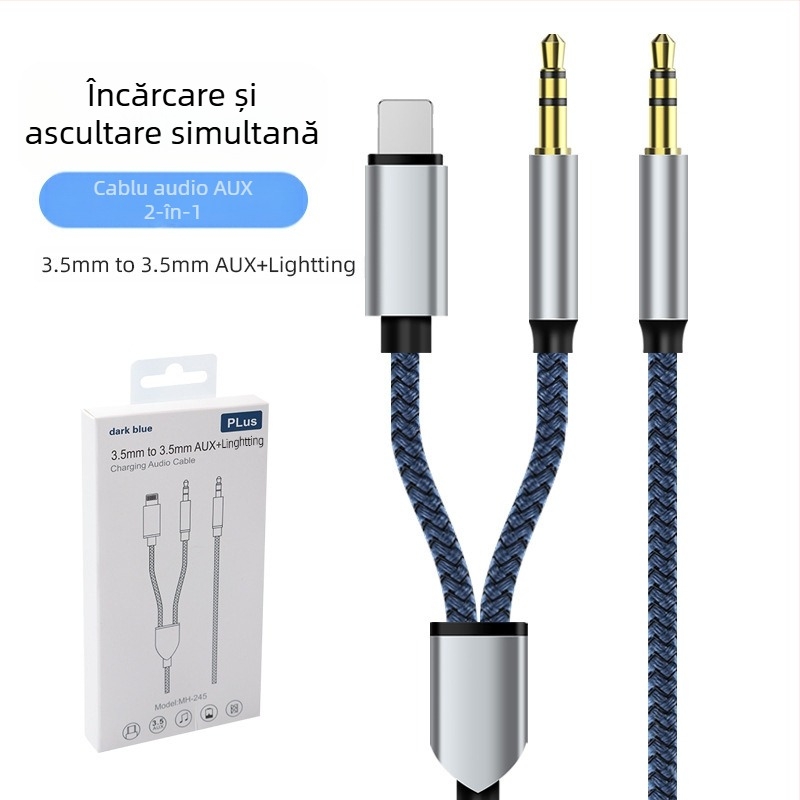 Neutral cablu audio AUX USB 2-în-1 împletit, Type-C la 3,5 mm, pentru muzică și apeluri