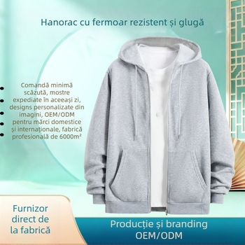 Hanorac din bumbac amestec pentru bărbați, croială lejeră, grosime normală, buzunar 3D patch, personalizabil din imagini și mostre