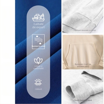 Hanorac din bumbac amestec pentru bărbați, croială lejeră, grosime normală, buzunar 3D patch, personalizabil din imagini și mostre