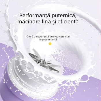 Cană de suc portabil din oțel inoxidabil cu baterie încorporată, 60W, 22001 RPM+, 5+ lame, recipient interior din oțel inox 304, izolat