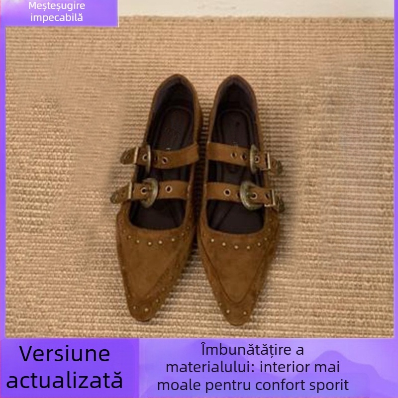 Pantofi dama cu vârf ascuțit și înălțime ascunsă, partea superioară PU, căptușeală PU, Slip-On, toc mic tip pisică (PU upper; PU lining; Slip-On; Low kitten heel; medie deschidere)