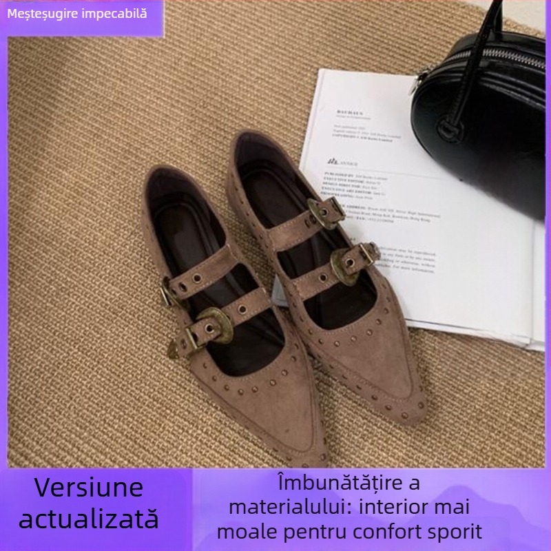 Pantofi dama cu vârf ascuțit și înălțime ascunsă, partea superioară PU, căptușeală PU, Slip-On, toc mic tip pisică (PU upper; PU lining; Slip-On; Low kitten heel; medie deschidere)