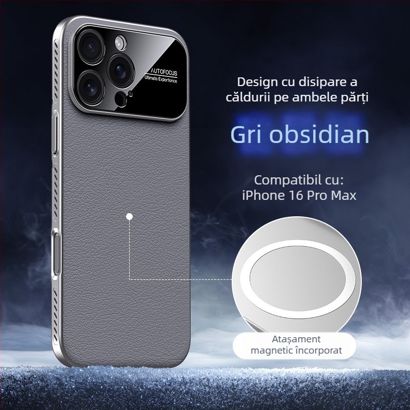 Carcasă dură pentru iPhone 14, 14 Pro și 14 Pro Max — Material PC, suprafață reliefată, disipare a căldurii, închidere magnetică, protecție anti-cadere