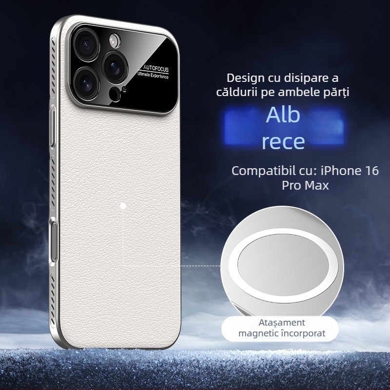 Carcasă dură pentru iPhone 14, 14 Pro și 14 Pro Max — Material PC, suprafață reliefată, disipare a căldurii, închidere magnetică, protecție anti-cadere