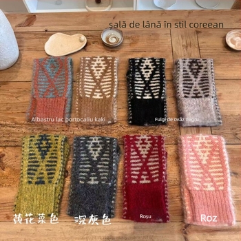 Șal din amestec de lână, tricotat warp-knit, pentru iarnă, căldură, stil minimalist