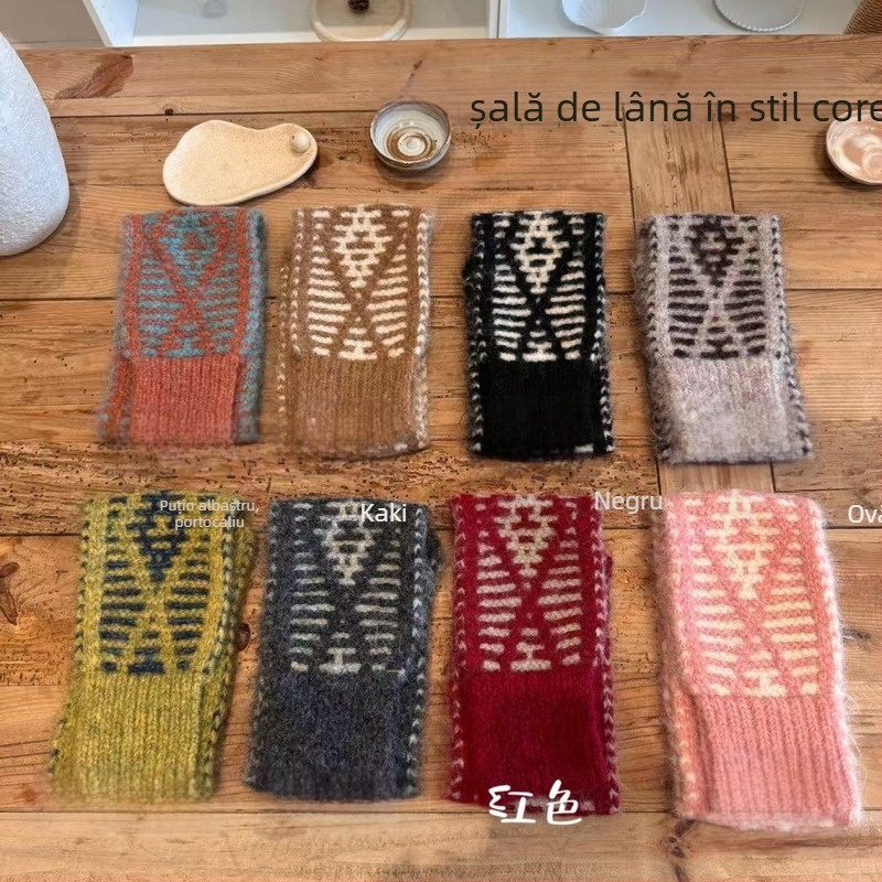 Șal din amestec de lână, tricotat warp-knit, pentru iarnă, căldură, stil minimalist