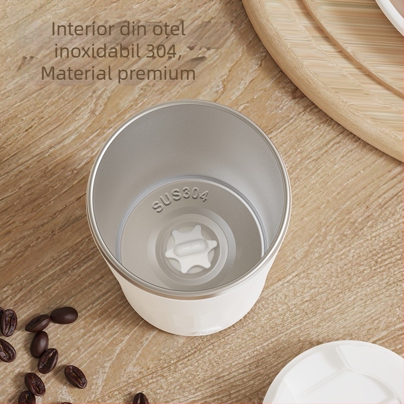 Cană de cafea din oțel inoxidabil, cu amestecare automată și magnet, reîncărcabilă, portabilă, model MY-304, design minimalist