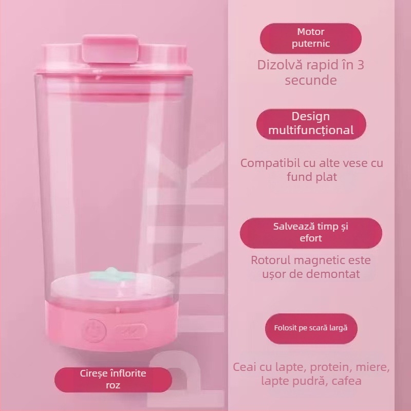 Cană de cafea din oțel inoxidabil, cu amestecare automată și magnet, reîncărcabilă, portabilă, model MY-304, design minimalist