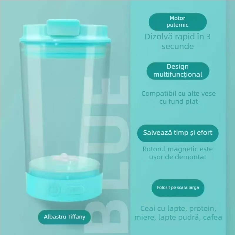 Cană de cafea din oțel inoxidabil, cu amestecare automată și magnet, reîncărcabilă, portabilă, model MY-304, design minimalist