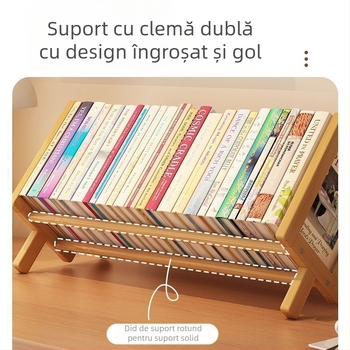 Raft pentru cărți de birou, Nanmu Bamboo, Stil modern minimalist, Organizator de birou, Suprafață din bambus