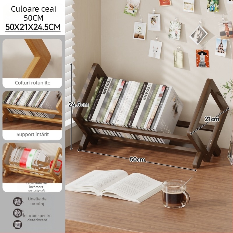 Raft pentru cărți de birou, Nanmu Bamboo, Stil modern minimalist, Organizator de birou, Suprafață din bambus