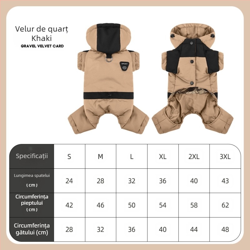 Îmbrăcăminte pentru câine cu patru picioare, palton poliester, stil leisure, haine pentru animale de companie