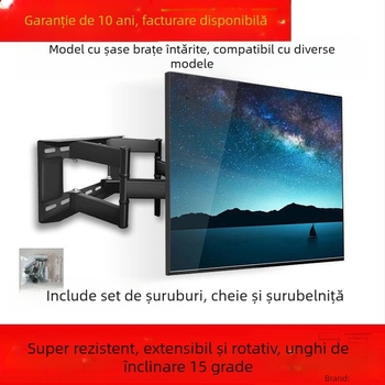 Qian Dun Suport de perete pentru LCD TV – braț telescopic cu înclinare de 90°, reglare manuală