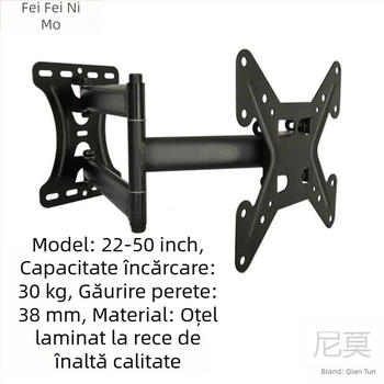 Qian Dun Suport de perete pentru LCD TV – braț telescopic cu înclinare de 90°, reglare manuală