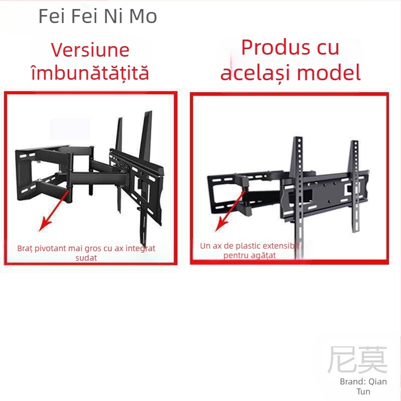 Qian Dun Suport de perete pentru LCD TV – braț telescopic cu înclinare de 90°, reglare manuală