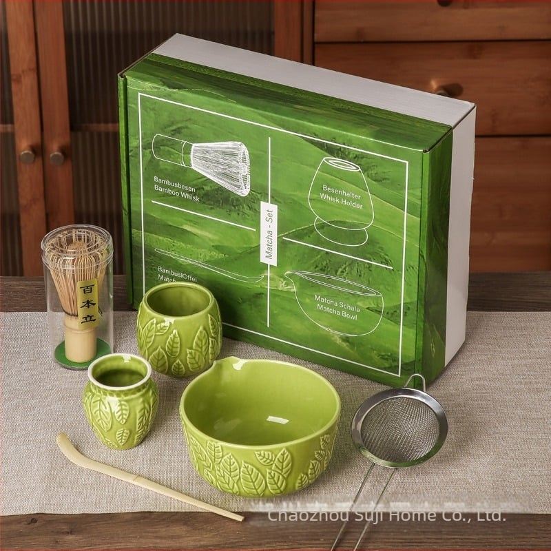 Bowl ceramic pentru matcha cu suprafață de sculptură plutitoare – stil retro și lux ușor, calitate premium, pentru 3 persoane