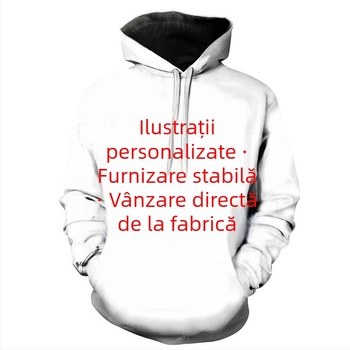 Hanorac bărbătesc cu glugă, imprimare 3D cu motiv animal, croială slim, poliester 96%+, material ușor, potrivit primăverii și toamnei